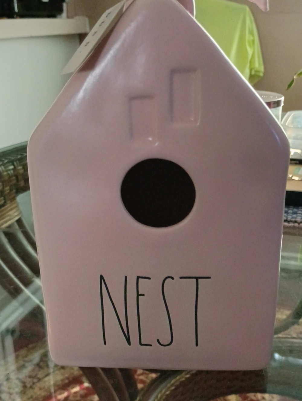 Rae Dunn Ceramic Bird House in Soft Pink